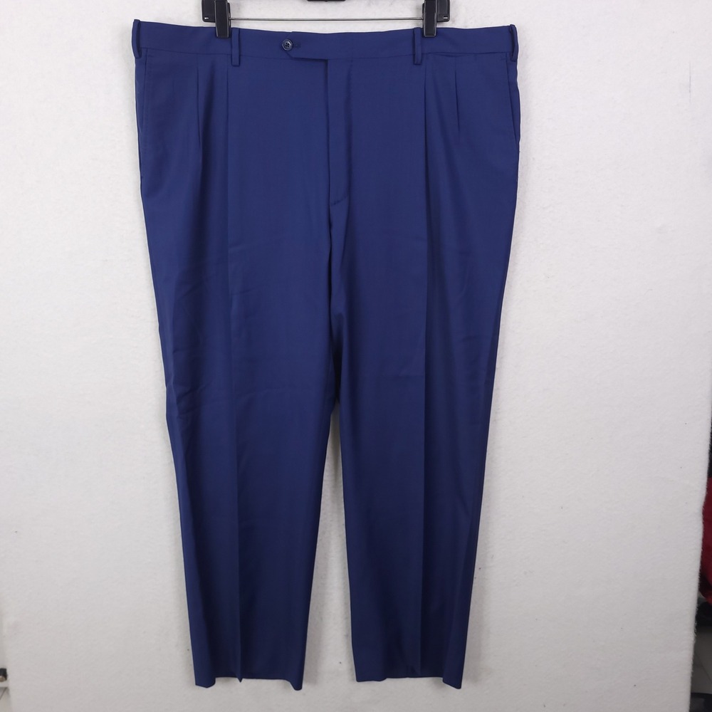 Sartoria Pleated Dress Pants Mens 44 Blue Vitale Barberis Canonico Wool Italy